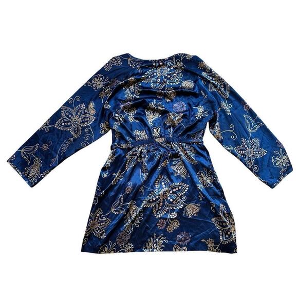Victoria Secret Pink Label Short Robe Satin Floral Robe Navy GOLD 1 Size - Picture 3 of 3